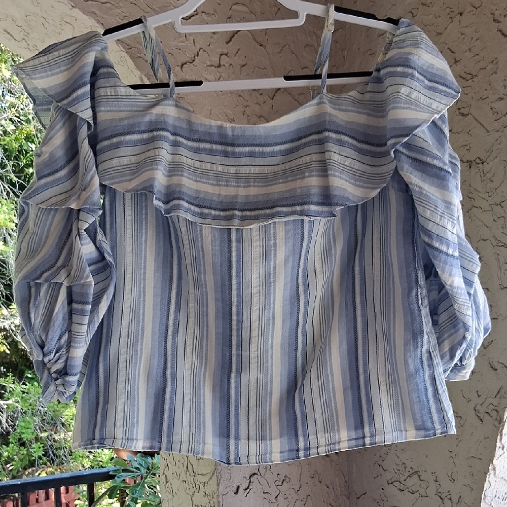 Amanda Uprichard Blue and White Striped Blouse
